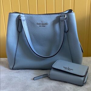 Kate Spade Blue Tote Bag and Wallet Set